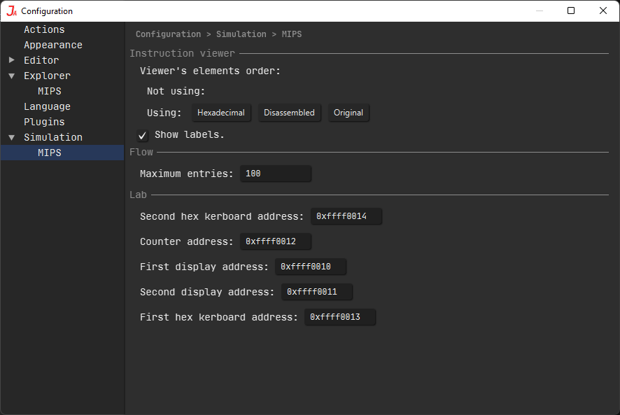 Live Configuration Interface
