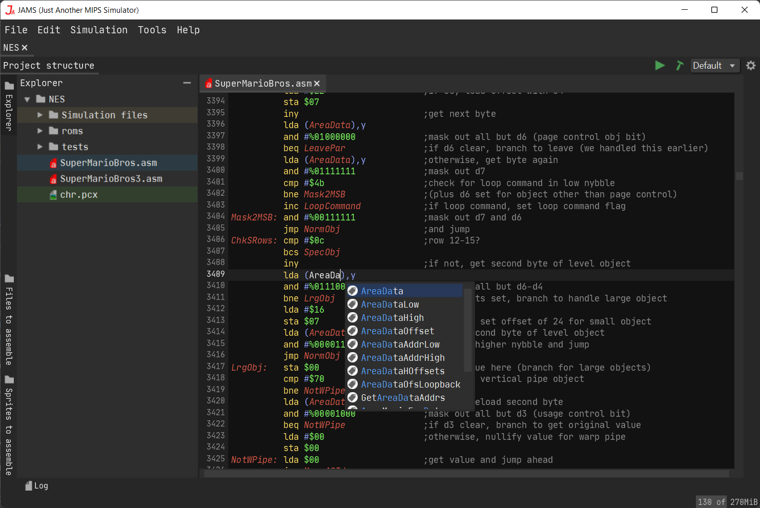 6502 editor with syntax highlighting and autocompletion